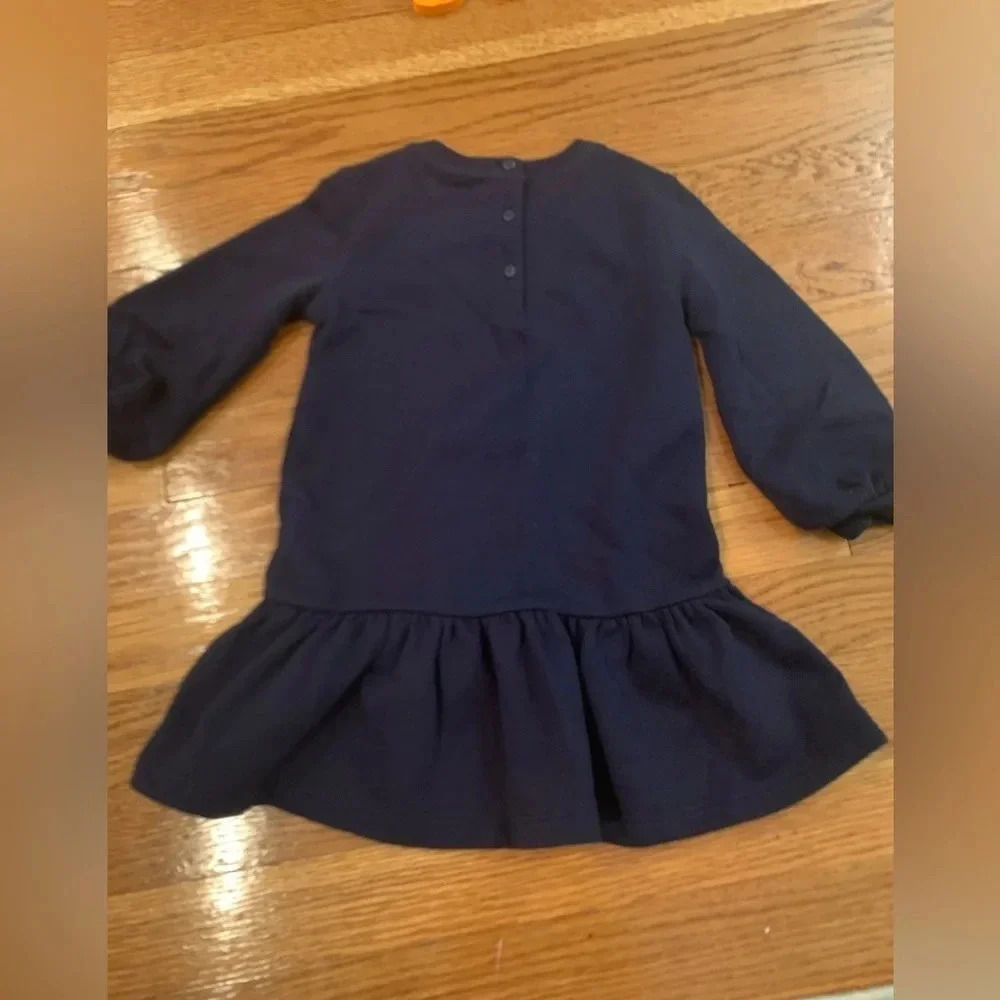 Ralph Lauren Polo Girls Navy Sweatshirt Dress with Heart Logo Size 18M - Picture 5 of 6